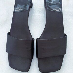 Jeffrey Campbell Low-Key Black Satin Women's Slides/Sandal Size 9M